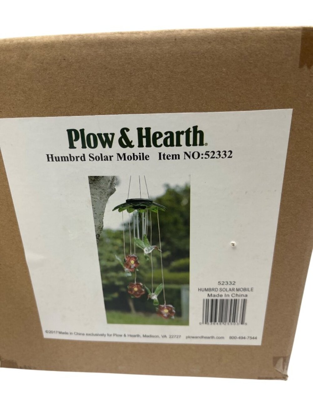 Plow & Hearth Hummingbird Solar Mobile Garden Decor With LED Lights C2303